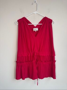 3.1 Phillip Lim Sleevless Pleated Tie Waist Blouse in Hot Pink - 8